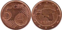 mynt Estland 5 euro cent 2014