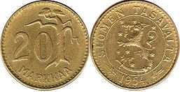 coin Finland 20 markkaa 1954