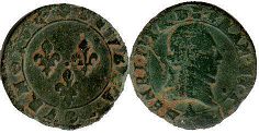 coin France double denier 1591-1593