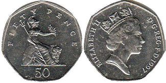 monnaie UK 50 pence 1997