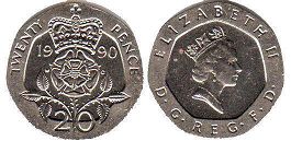 coin UK 20 pence 1990