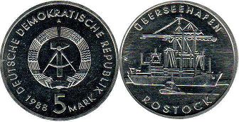 coin East Germany 5 mark 1988