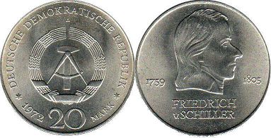 coin East Germany 20 mark 1972