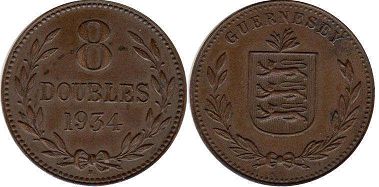 coin Guernsey 8 doubles 1934