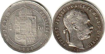 coin Hungary 1 forint 1881