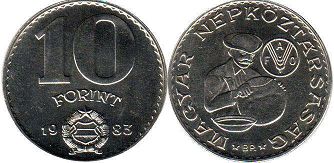 coin Hungary 10 forint 1983