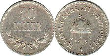 coin Hungary 10 filler 1915