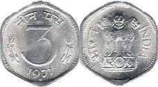 coin India 3 paise 1971