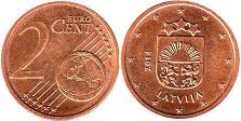 pièce Lettonie 2 euro cent 2014