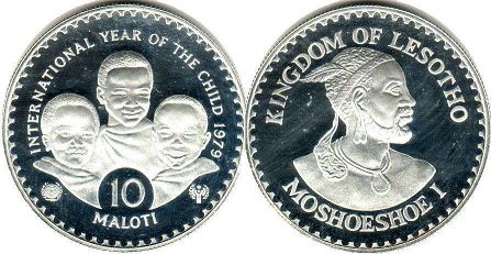 coin Lesotho 10 maloti 1979 Year of the Child