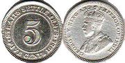 coin Straits Settlements 5 cents 1935