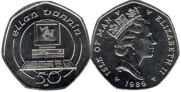 coin Isle of Man 50 pence 1989