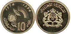 piece Morocco 10 centimes 1974