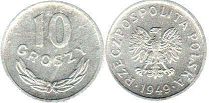 coin Poland 10 groszy 1949
