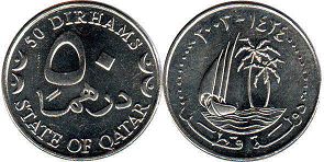 coin Qatar 50 dirhams 2002