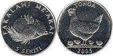 coin Tonga 5 seniti 2005