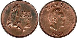 coin Zambia 2 ngwee 1983