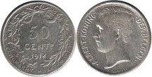 pièce Belgique 50 centimes 1912