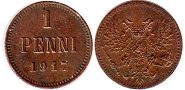 mynt Finland 1 penny 1917