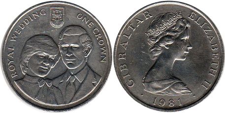 coin Gibraltar 1 crown 1981