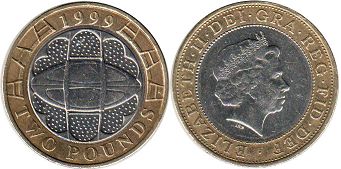 monnaie Grande Bretagne 2 livres 1999