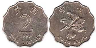 coin Hong Kong 2 dollars 1993