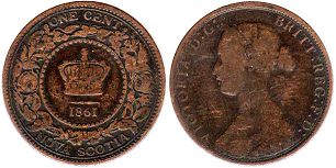piece Nouvelle-Écosse 1 cent 1861