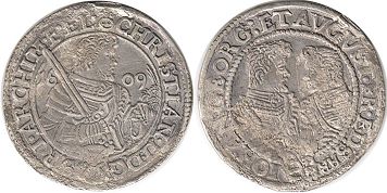 coin Saxony 1/4 taler 1609