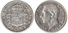 coin Spain 50 centimos 1881