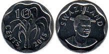 coin Swaziland 10 cents 2015