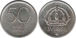 coin Sweden 50 ore 1948