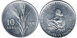 coin Turkey 10 kurush 1976