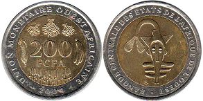 piece West African States 200 francs 2004