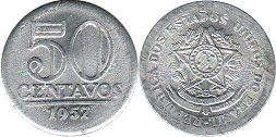 moeda brasil 50 centavos 1957