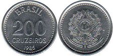 coin Brazil 200 cruzeiros 1985
