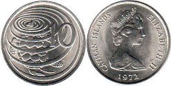 coin Cayman Islands 10 cents 1972