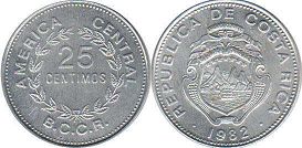 coin Costa Rica 25 centimos 1982