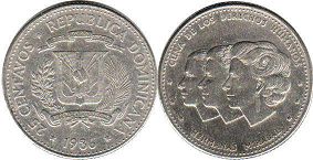 coin Dominican Republic 25 centavos 1986