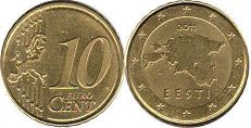 pièce de monnaie Estonia 10 euro cent 2011