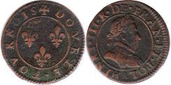 coin France double denier 1574-1589