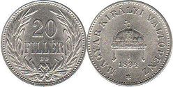 coin Hungary 20 filler 1894