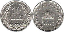 coin Hungary 10 filler 1894