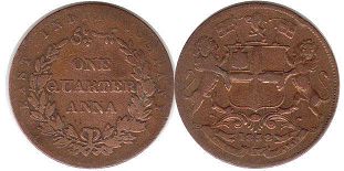 coin East India Company 1/4 anna 1858