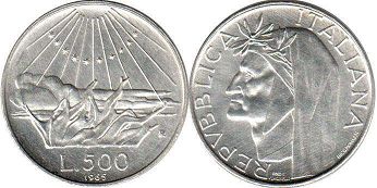 moneta Italy 500 lire 1965
