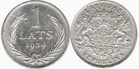coin Latvia 1 lats 1924