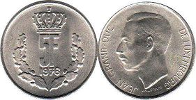 coin Luxembourg 5 francs 1976