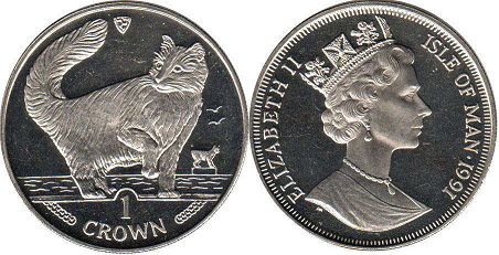 coin Isle of Man crown 1991