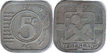 Münze Niederlande 5 Cents 1941