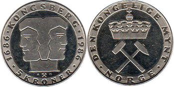 mynt Norge 5 kroner 1986