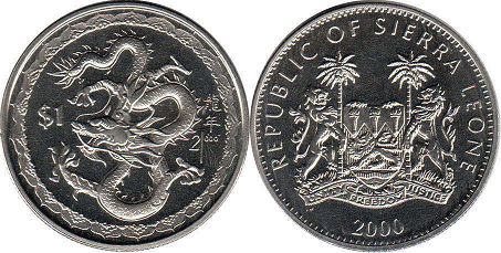 coin Sierra Leone 1 dollar 2000